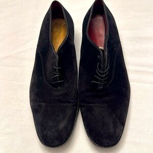 salvatore ferragamo suede black derby shoes